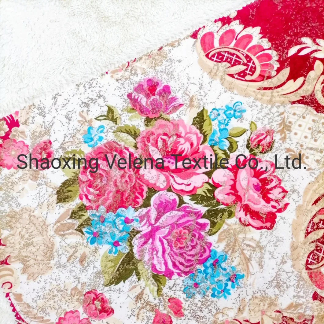 Custom Pattern Upholstery Fabric Microfiber Fudan Venisia FDY Velvet Print with Foil Home Textile Sofa Furniture Morocco Style