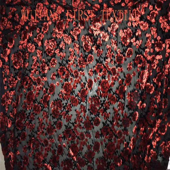 Oeko Tex 100 Certificate Burn out Velvet Print Fabric