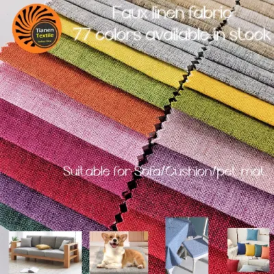 (77 Farben auf Lager verfügbar) China Großhandel Polsterstoff Polyester-Leinenimitatstoff/Hanfimitatstoff für Sofa/Kissen/Haustiermatte/Tischdecke/Tasche